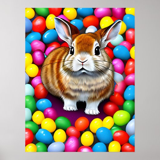 Cute Bunny en Jellybeans Poster (Voorkant)