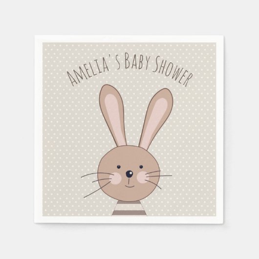 Cute Bunny en Stippen Custom Baby shower Servet (Voorkant)