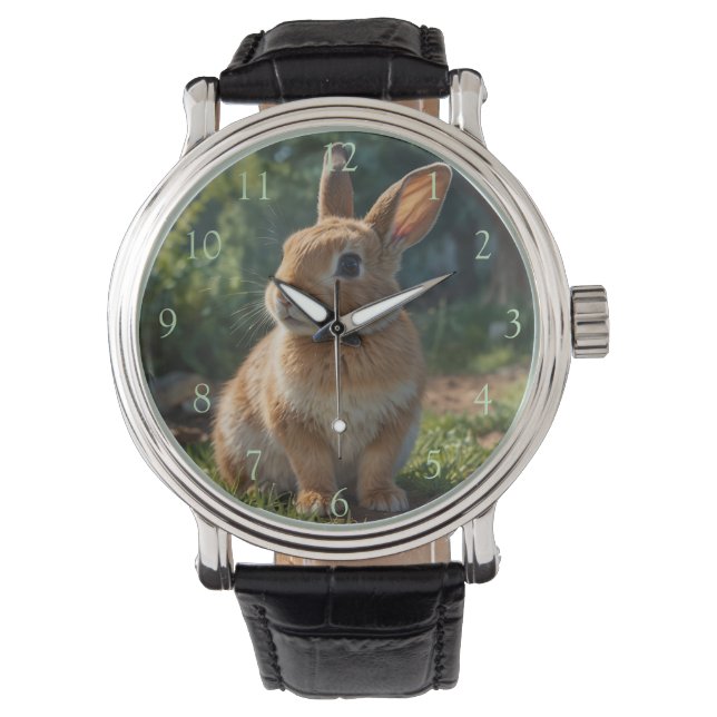 Cute Bunny Engelse cottage tuin Pasen  Horloge (Voorkant)
