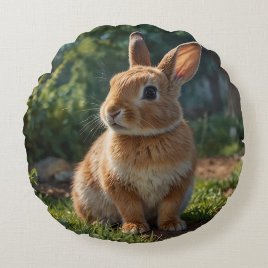 Cute Bunny Engelse cottage tuin Pasen Rond Kussen (Voorkant)