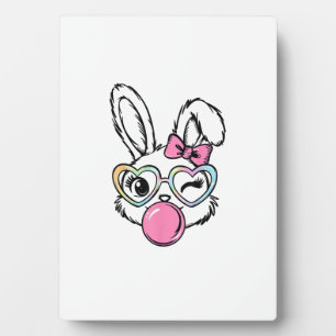 Cute Bunny Face Bubblegum Bril Roze Coquette Bo Fotoplaat
