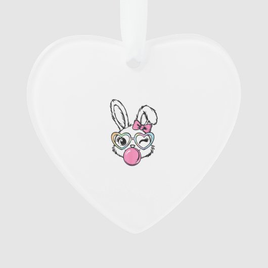 Cute Bunny Face Bubblegum Bril Roze Coquette Bo Ornament (voorkant)