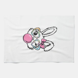 Cute Bunny Face Bubblegum Bril Roze Coquette Bo Theedoek