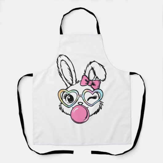 Cute Bunny Face Bubblegum Glasses Pink Coquette Bo Schort (Voorkant)