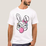 Cute Bunny Face Bubblegum Glasses Pink Coquette Bo T-shirt<br><div class="desc">Cute Bunny Face Bubblegum Glasses Pink Coquette Bow Easter T-Shirt</div>