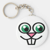 Cute Bunny Face Button Sleutelhanger (Voorkant)