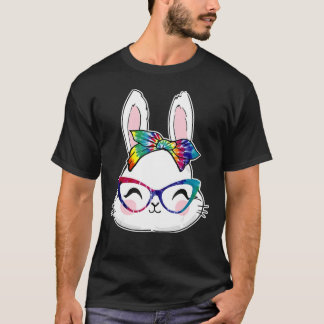 Cute Bunny Face Colorful Glasses Headband Happy Ea T-shirt