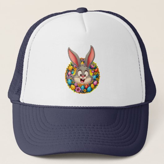 Cute Bunny Face – Easter Wreath Style boné Trucker Pet (Voorkant)