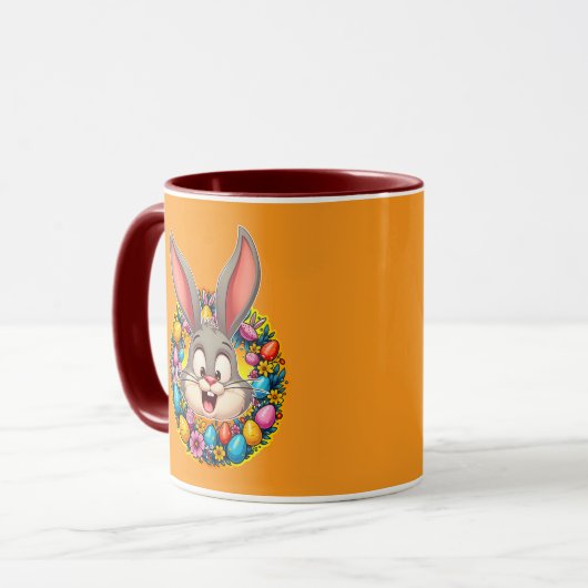 Cute Bunny Face – Easter Wreath Style caneca Mok (Voorkant links)