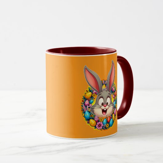 Cute Bunny Face – Easter Wreath Style caneca Mok (Voorkant rechts)