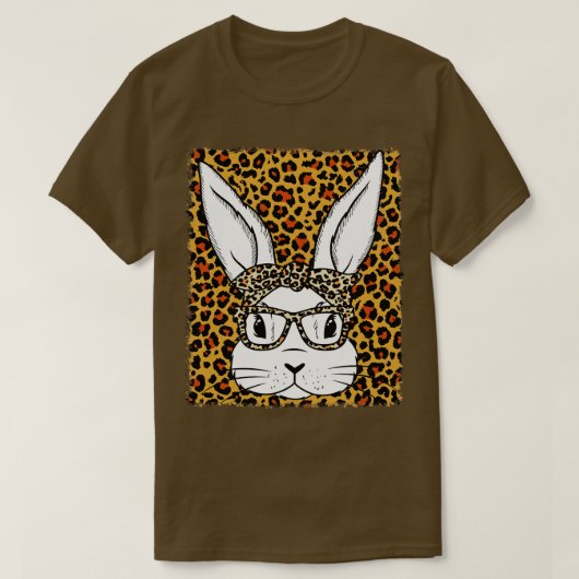 Cute Bunny Face Glasses Leopard Bleaching T-shirt (Design voorkant)