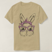 Cute Bunny Face Leopard Glasses Headband Happy Eas T-shirt (Design voorkant)
