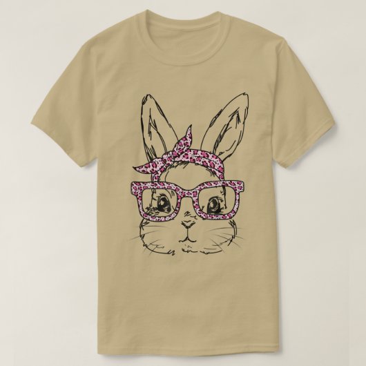 Cute Bunny Face Leopard Glasses Headband Happy Eas T-shirt (Design voorkant)