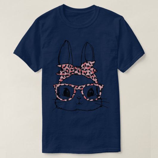 Cute Bunny Face Leopard Glasses Headband Happy Eas T-shirt (Design voorkant)