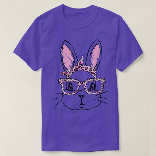 Cute Bunny Face Leopard Glasses Headband Happy Eas T-shirt (Design voorkant)