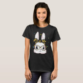 Cute Bunny Face Leopard Glasses Headband Happy Eas T-shirt (Voorkant volledig)