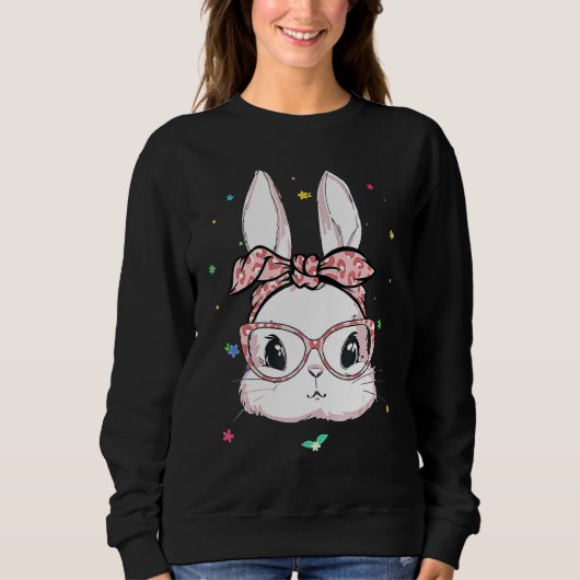 Cute Bunny Face Leopard Glasses Headband Happy Eas Trui (Voorkant)
