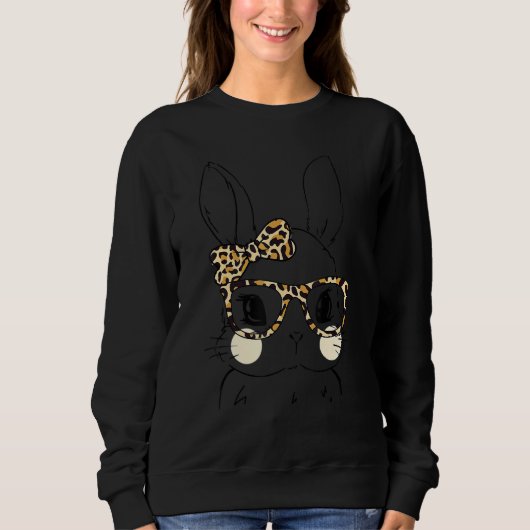 Cute Bunny Face Leopard Glasses Headband Happy Eas Trui (Voorkant)