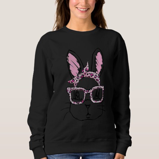 Cute Bunny Face Leopard Glasses Headband Happy Eas Trui (Voorkant)