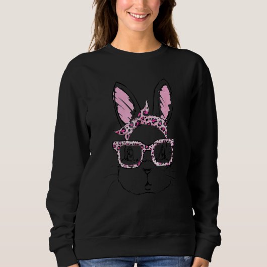 Cute Bunny Face Leopard Glasses Headband Happy Eas Trui (Voorkant)