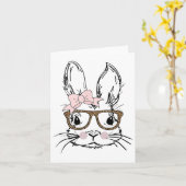 Cute Bunny Face Luipaardprint Bril Paas Cadeau Kaart (Gele Bloem)