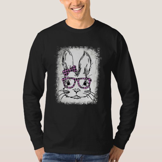 Cute Bunny Face Pink Buffalo Play Glasses Happy E T-shirt (Voorkant)