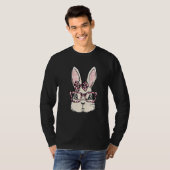 Cute Bunny Face Pink Leopard Glasses Bow Stropdas  T-shirt (Voorkant volledig)