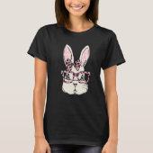 Cute Bunny Face Pink Leopard Glasses Bow Stropdas  T-shirt (Voorkant)