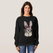 Cute Bunny Face Pink Leopard Glasses Bow Stropdas  Trui (Voorkant volledig)