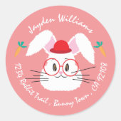 Cute Bunny Face Red Envelope Seals Ronde Sticker (Voorkant)