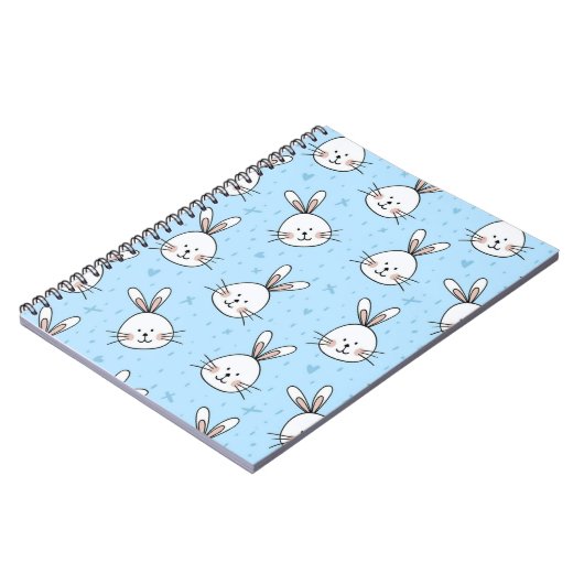 Cute Bunny Face Seamless Pattern Notitieboek (Linkerzijde)