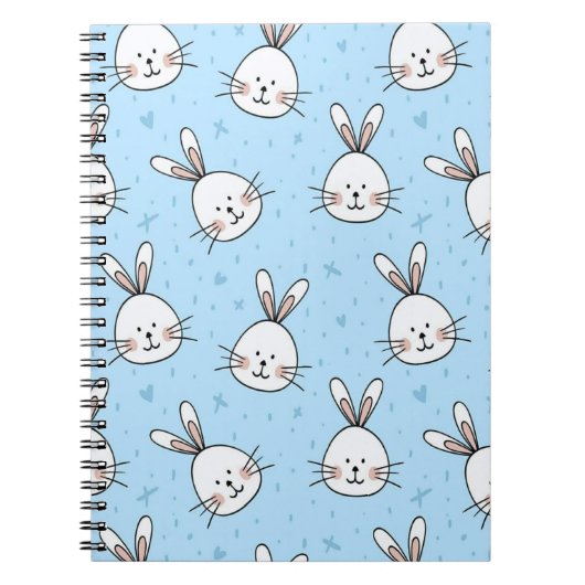 Cute Bunny Face Seamless Pattern Notitieboek (Voorkant)
