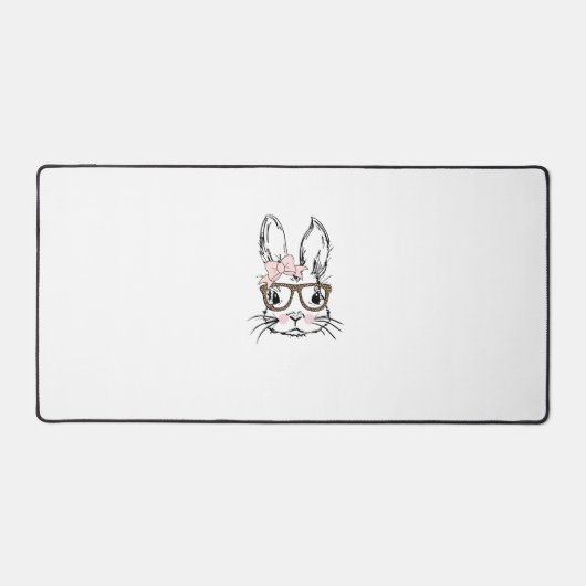 Cute Bunny Face Shirt Leopard Print Glasses EASTER Bureaumat (Voorkant)