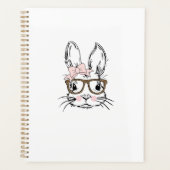 Cute Bunny Face Shirt Leopard Print Glasses EASTER Planner (Voorkant)