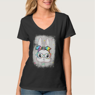 Cute Bunny Face Tie Dye Glasses Headband Happy Eas T-shirt