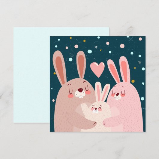 Cute Bunny Family Briefkaart (Voorkant / Achterkant)