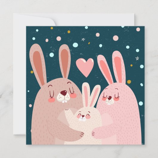 Cute Bunny Family Briefkaart (Voorkant)