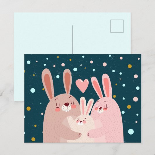 Cute Bunny Family Briefkaart (Voorkant / Achterkant)