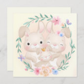 Cute Bunny Family Feestdagenkaart (Voorkant / Achterkant)