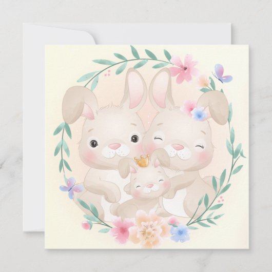 Cute Bunny Family Feestdagenkaart (Voorkant)