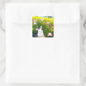 Cute Bunny Field Vierkante Sticker (Tas)