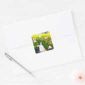 Cute Bunny Field Vierkante Sticker (Envelop)