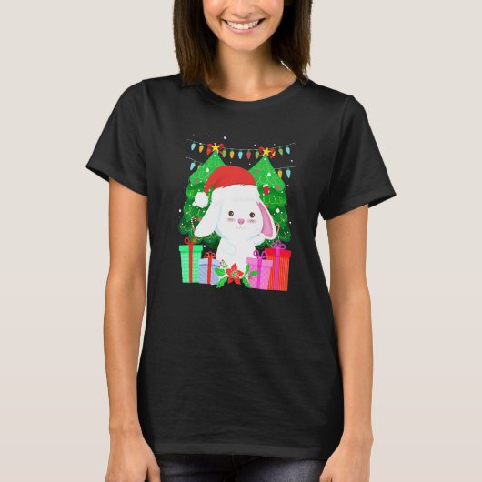 Cute bunny fir tree Christmas T-shirt (Voorkant)