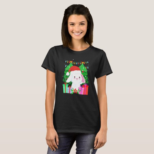 Cute bunny fir tree Christmas T-shirt (Voorkant volledig)
