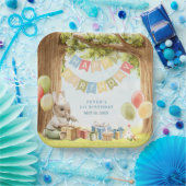 Cute Bunny First Birthday Papieren Bordje (Feest)