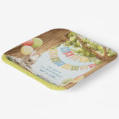 Cute Bunny First Birthday Papieren Bordje (Gebogen)