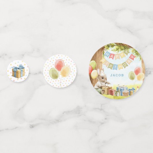 Cute Bunny First Birthday Table Confetti (Achterkanten)