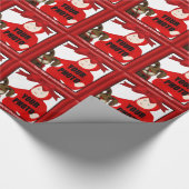 Cute Bunny First kerst Custom Photo Cadeaupapier (Hoek)