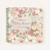 Cute Bunny Floral Baby shower Alternate Guest Book Notitieboek (Voorkant)