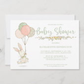 Cute Bunny Floral Baby shower Kaart (Voorkant)